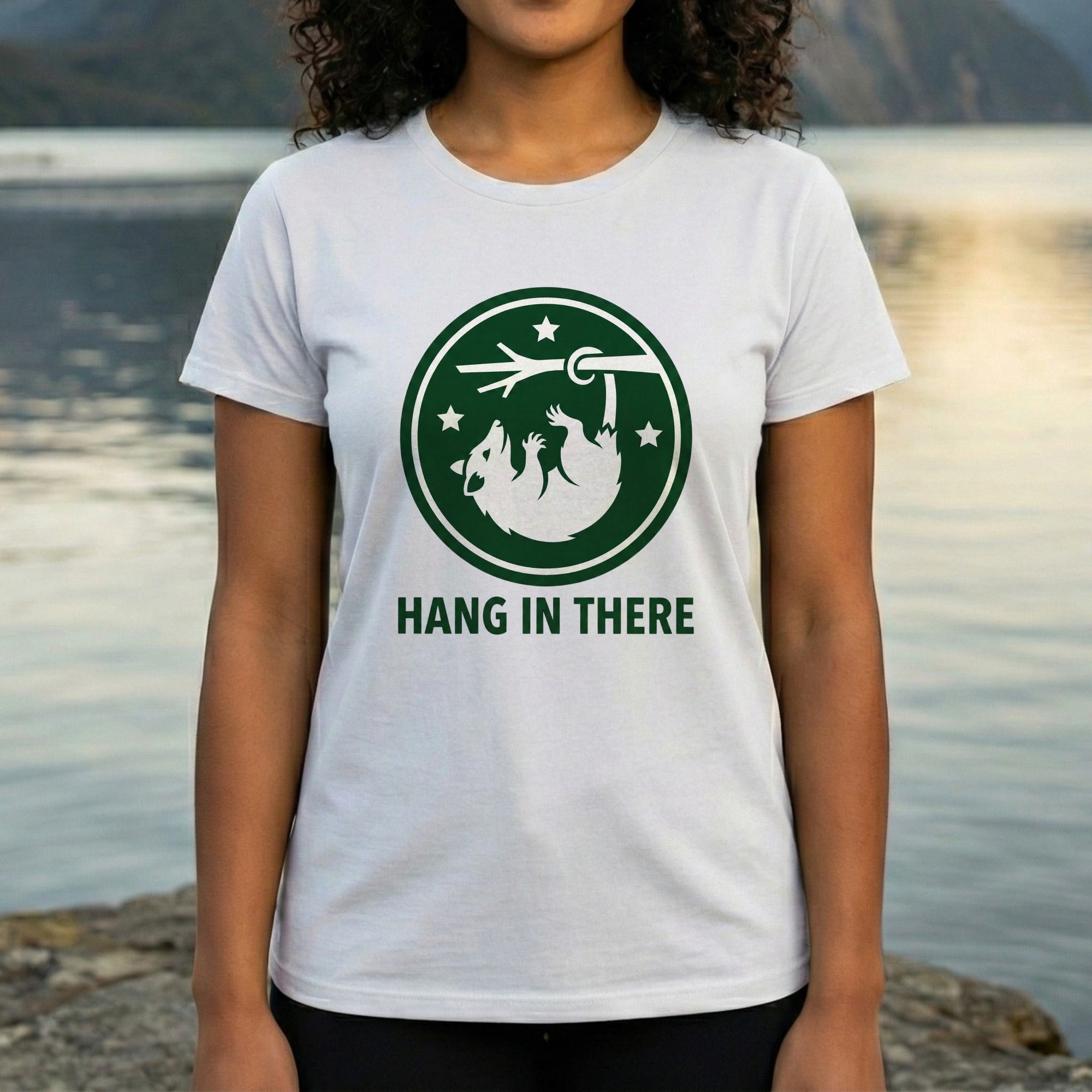 Hang In There Motivational Sloth Graphic T-Shirt