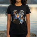 Laser Cats Battling Under Full Moon Unisex T-Shirt