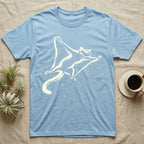 Light blue t-shirt with a white flying squirrel graphic.