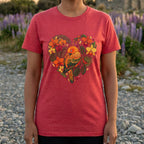 Colorful Parrot with Floral Heart Women's T-Shirt