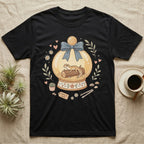 Black t-shirt featuring a leopard gecko inside a terrarium snow globe.