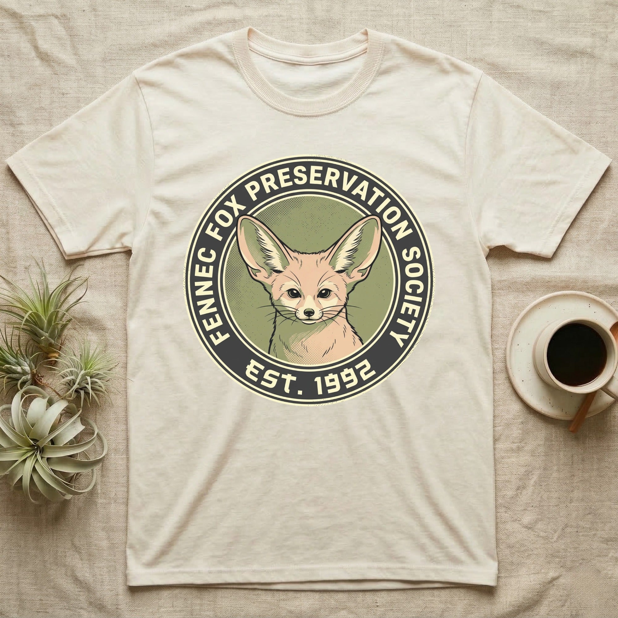 Fennec fox emblem with "Fennec Fox Preservation Society EST. 1992" text.