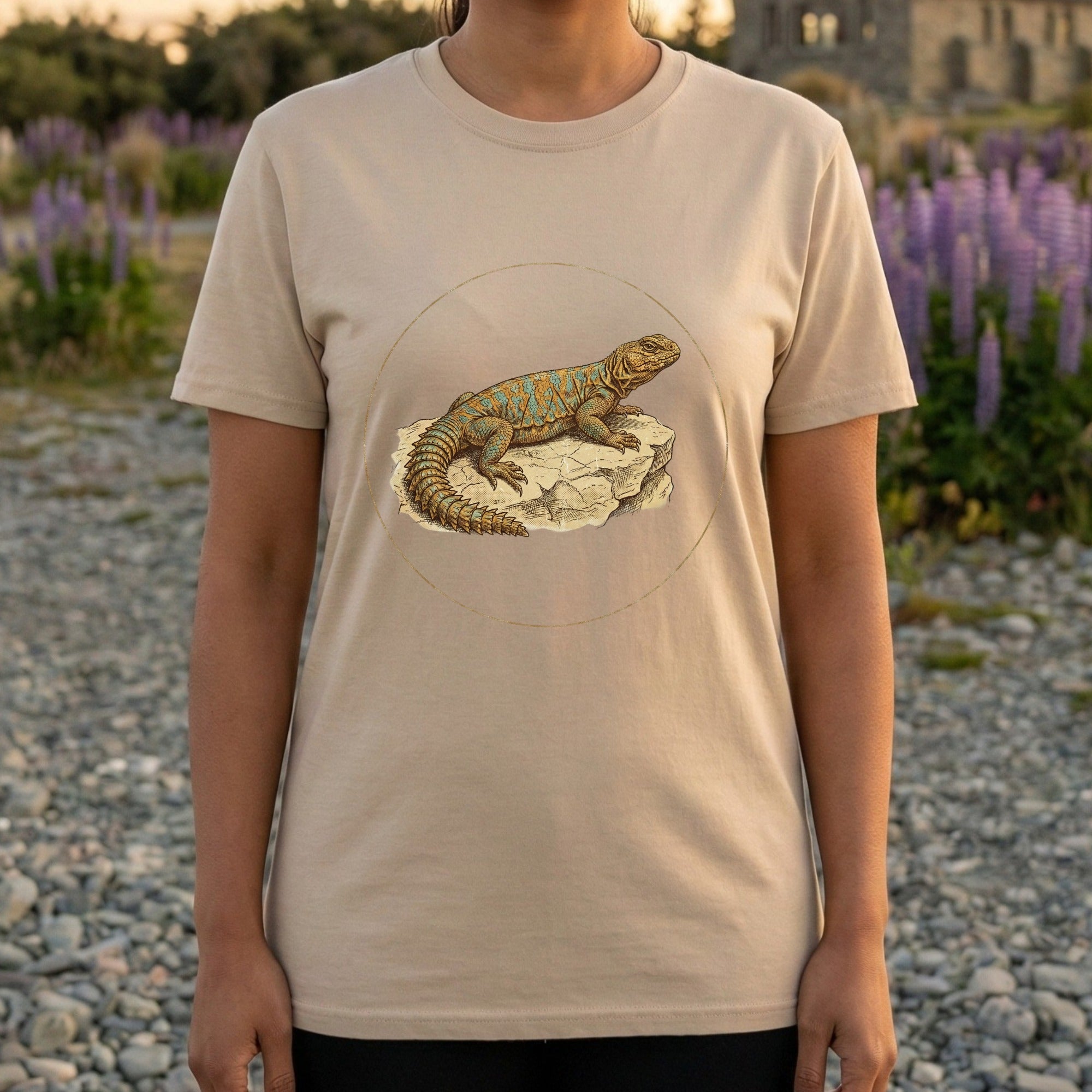 Colorful Lizard Illustration Graphic Tee Shirt