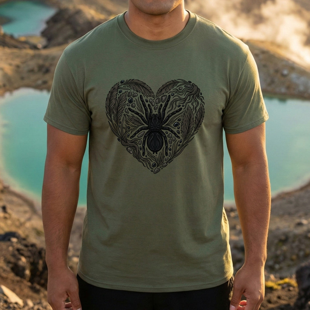 Heart with Intricate Spider Design on Nature Shirt