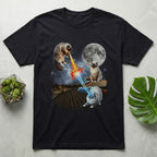 Cat Laser Eyes and Moon Graphic T-shirt Product