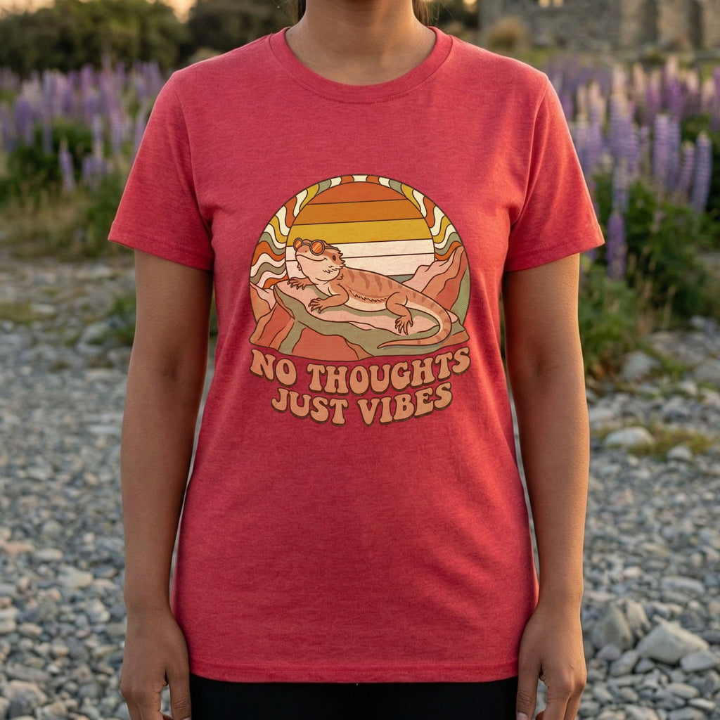 No Thoughts Just Vibes Relaxed Lizard Graphic T-Shirt