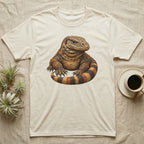 Cream t-shirt with a detailed illustration of a Komodo dragon.