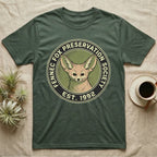 Green t-shirt with a Fennec Fox Preservation Society logo.