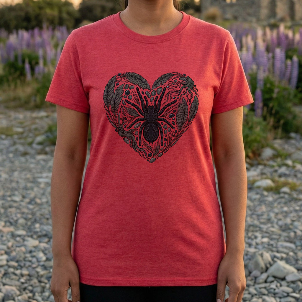 Heart Design in Black on Red T-Shirt