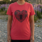Heart Design in Black on Red T-Shirt