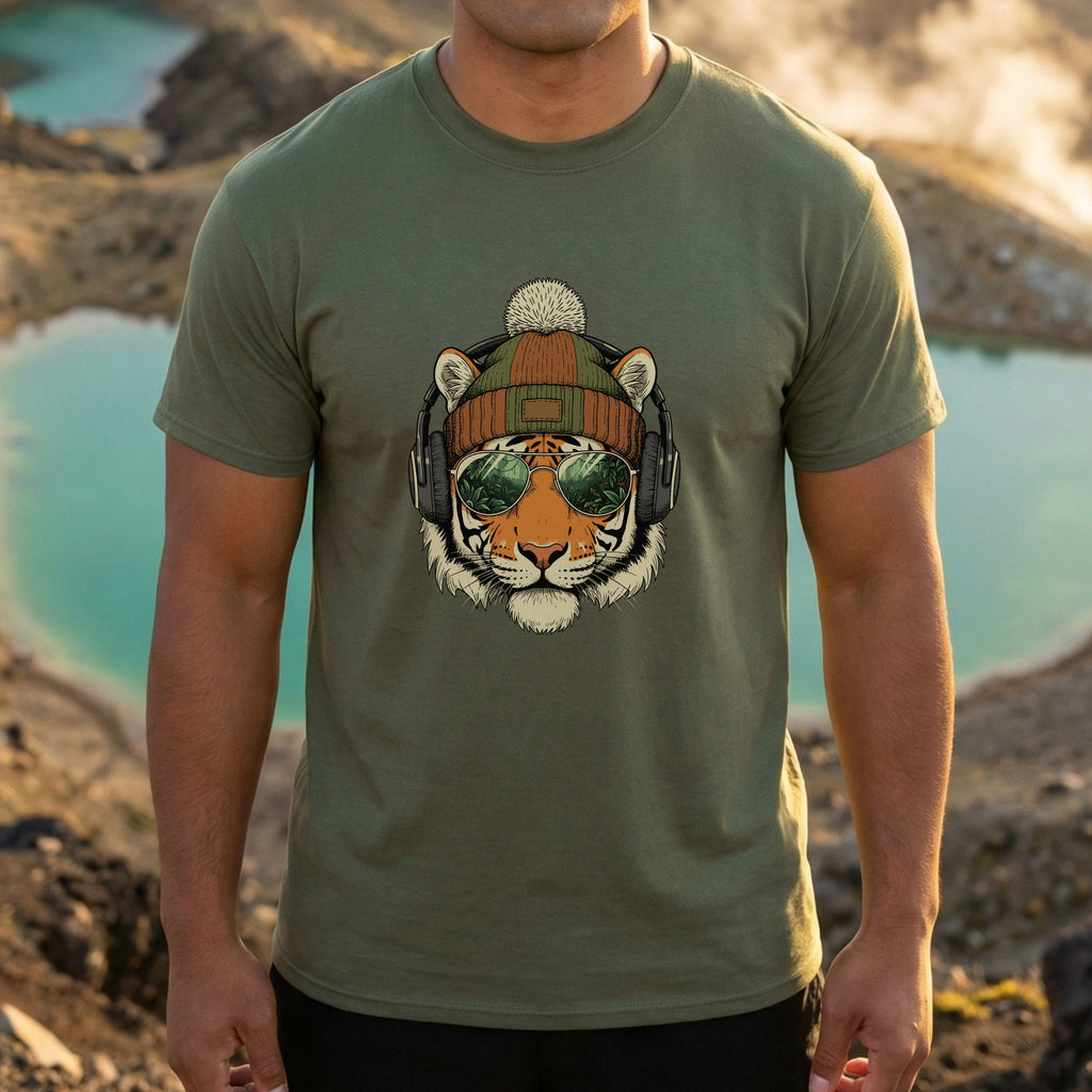 Cool Tiger with Headphones and Sunglasses T-Shirt