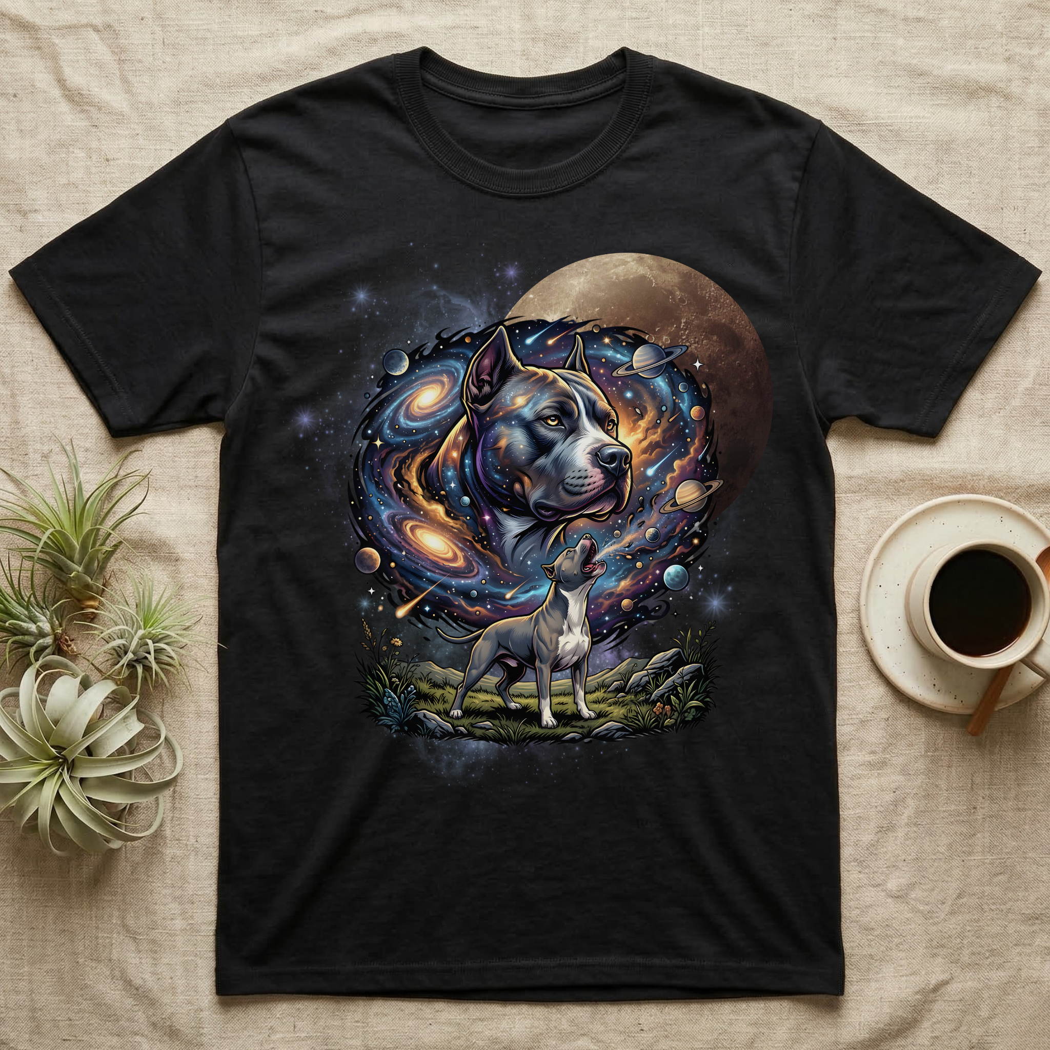 American Pit Bull Terrier Cosmic Blood Moon T-Shirt