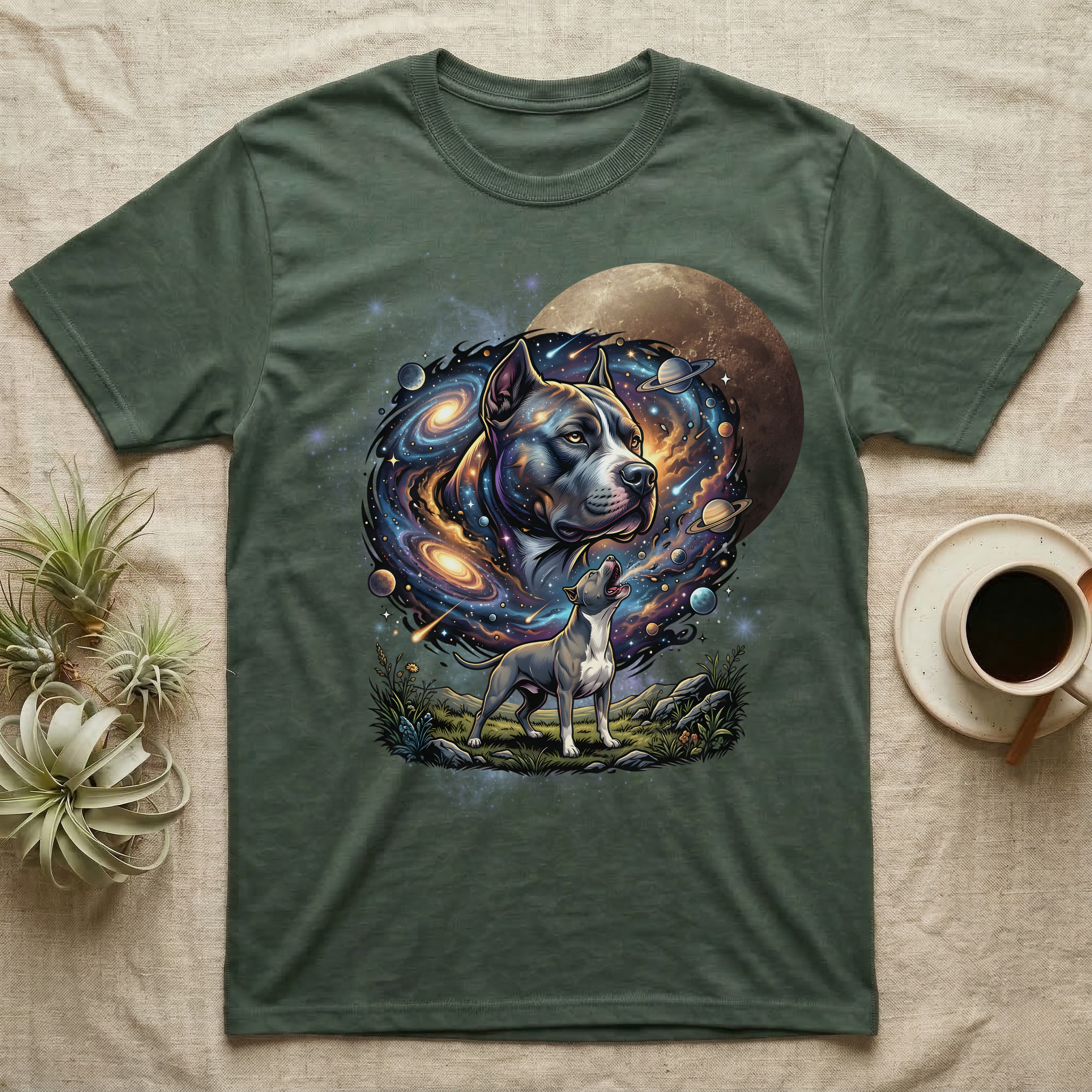 American Pit Bull Terrier Cosmic Blood Moon T-Shirt