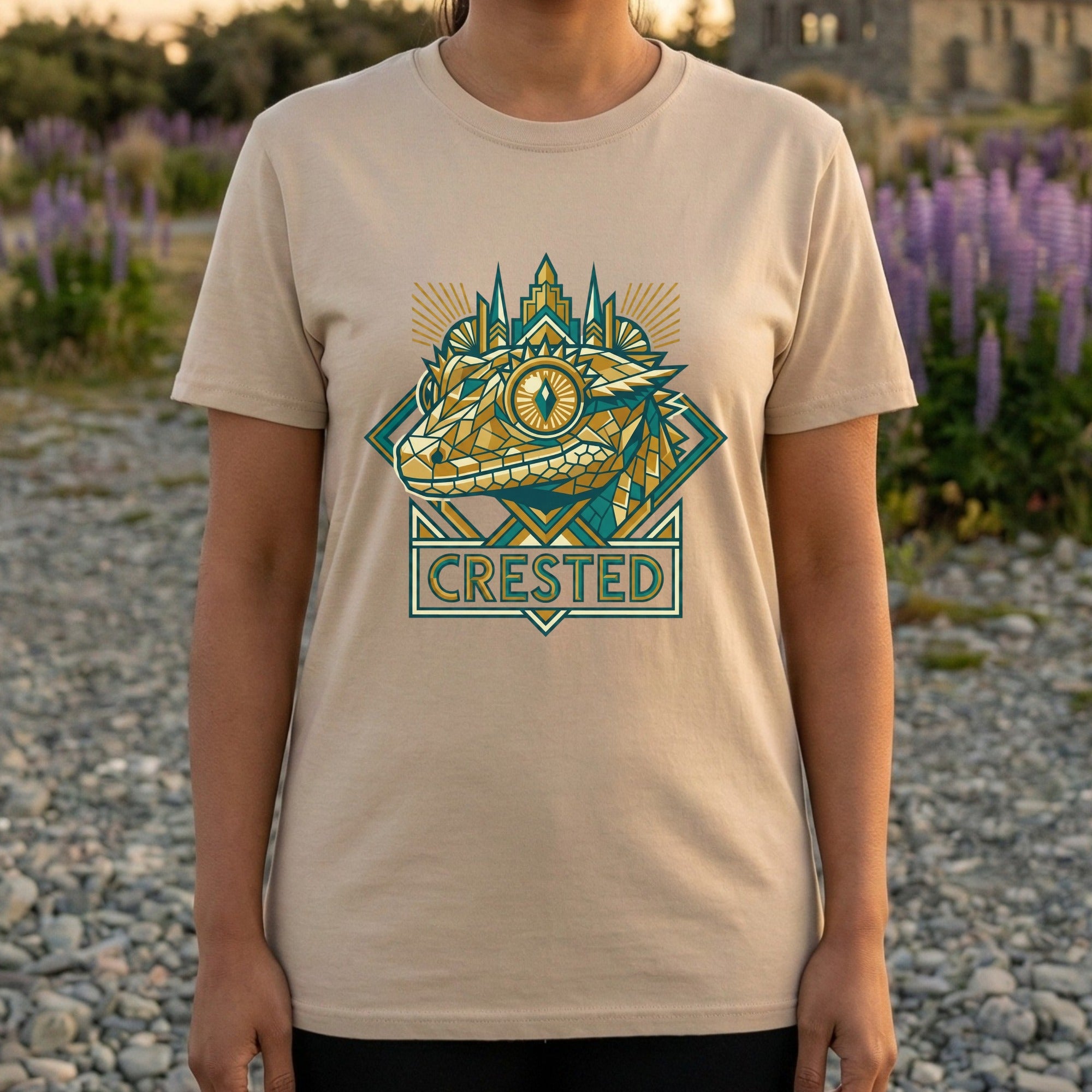 Geometric Crested Reptile Design Unisex T-Shirt