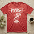 Box Turtle I Was Marinating T-Shirt in Heather Red — One-ink white eastern box turtle portrait on black, blotched head and neck, under the words I WAS MARINATING and it's called a soak.