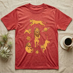 T-shirt with lions in space suits with planets and stars.