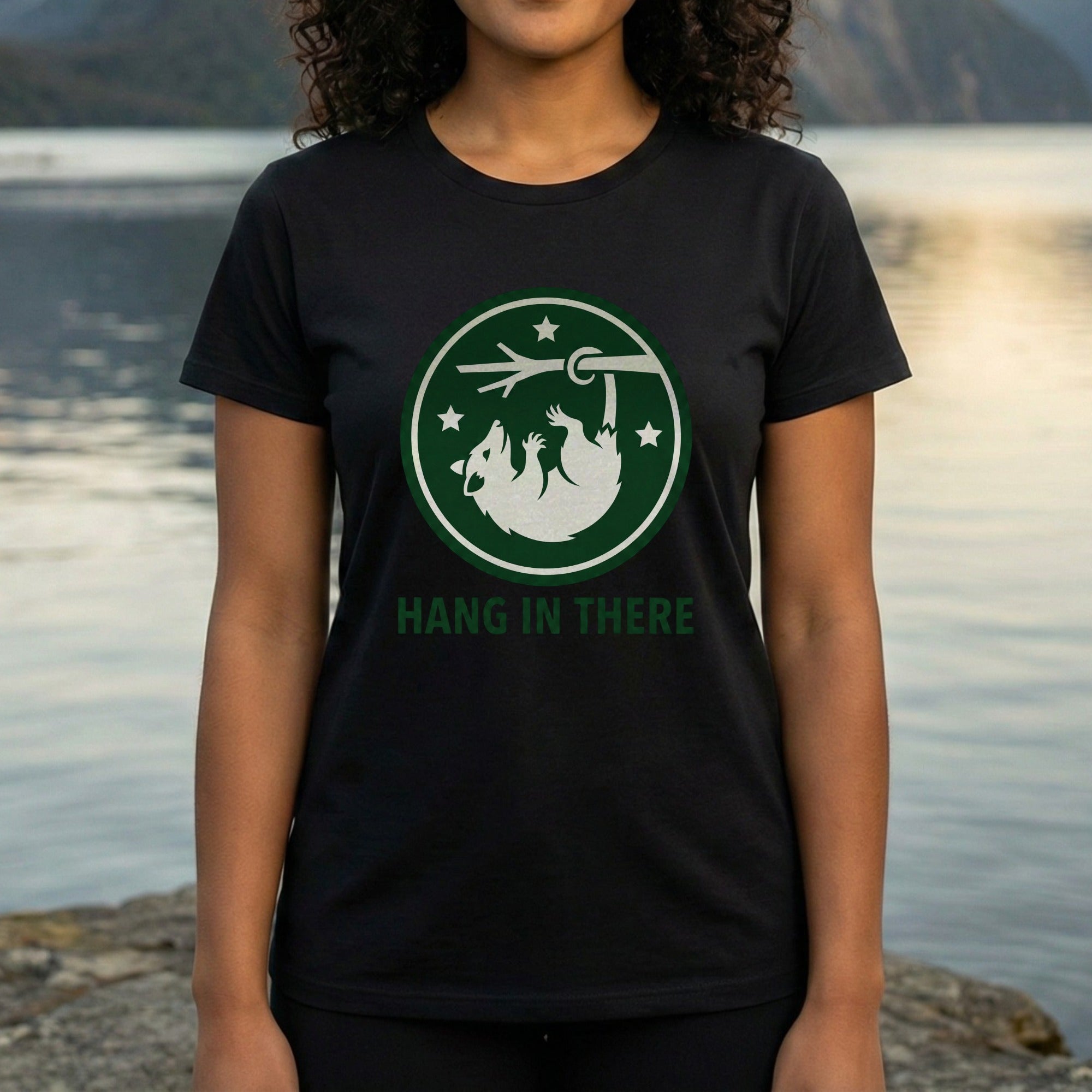 Hang in There Sloth T-Shirt with Stars Design