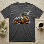 Dark grey t-shirt with a striking cobra graphic and lightning.