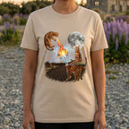 Space Cats Fire and Laser Battle Moon T-Shirt