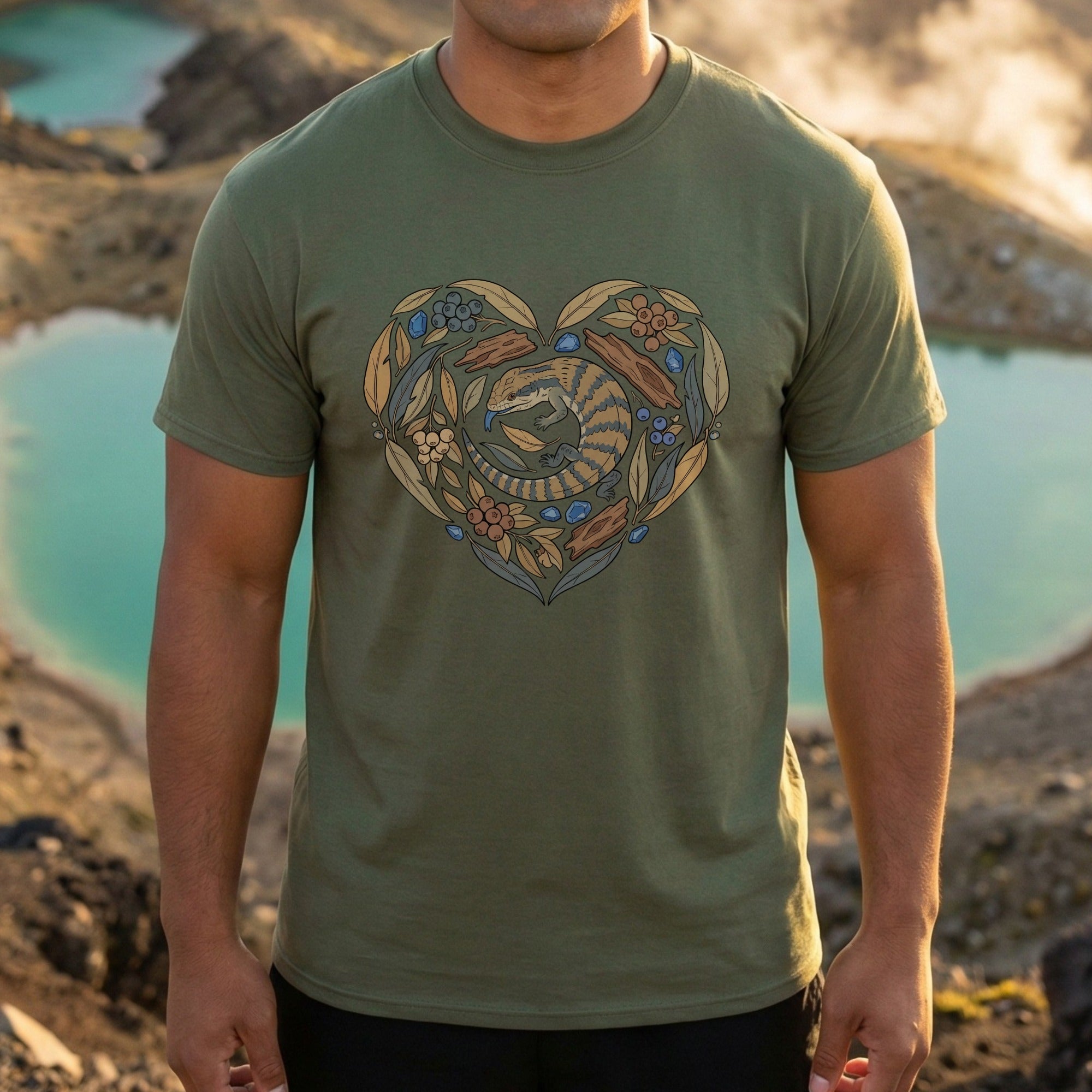Heart Shape Exotic Wildlife Graphic Design T-shirt