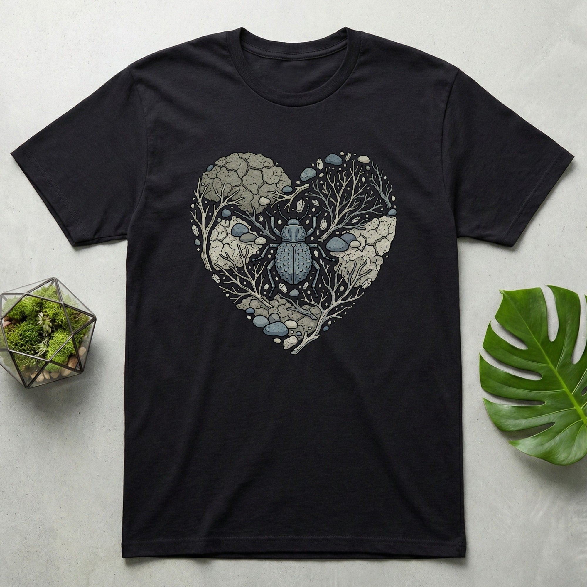 Heart Shaped Beetle and Tree Design Shirt for Nature Lovers