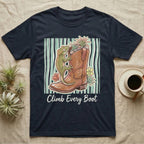 Gekko on a cowboy boot with plants and text "Climb Every Boot".