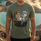 Fire Breathing Cats on Moonlit Roof T-Shirt