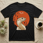 Western Hognose Disc Portrait T-Shirt in Black — Western hognose snake bust portrait on a flat distressed orange disc in warm sand tones on grey