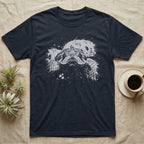 Western Hognose Macro T-Shirt in Navy — Western hognose snake face in extreme close-up, crushed to one pale ink on black with the upturned snout centred.