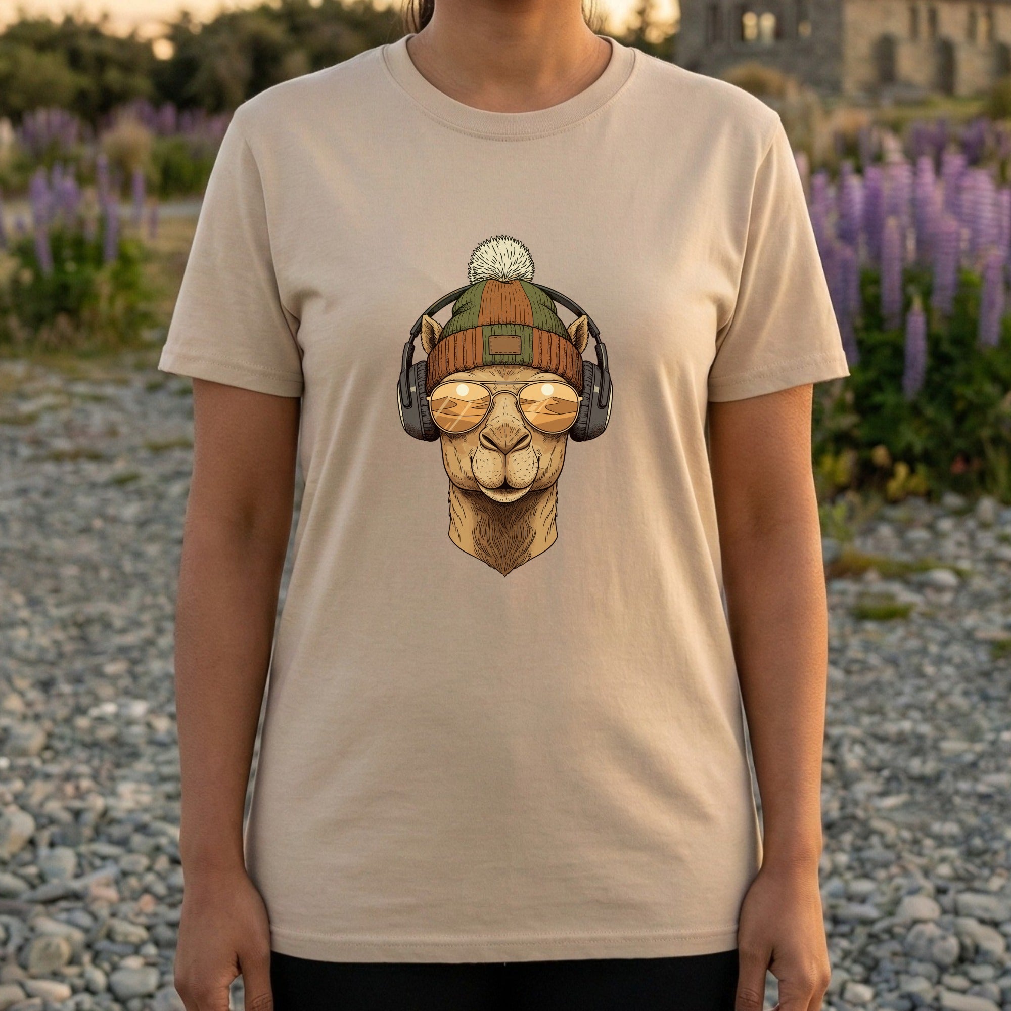 Cool Music Lover Alpaca with Headphones T-Shirt