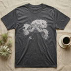 Western Hognose Macro T-Shirt in Dark Heather — Western hognose snake face in extreme close-up, crushed to one pale ink on black with the upturned snout centred.