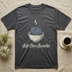Dark gray t-shirt with a cartoon toad in a bowl and "Self-Care Specialist" text.