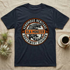 Dark blue t-shirt with orange and white "Venomous Heritage Southwest Division Gila Monster" text design.