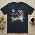 Hognose Spirit Moon T-Shirt in Navy — Cream one-ink print of a western hognose on a rock under a full moon, its giant ghostly head in the night sky.
