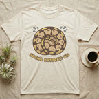 Cream t-shirt with coiled snake graphic and "SOCIAL BATTERY: 0%" text.