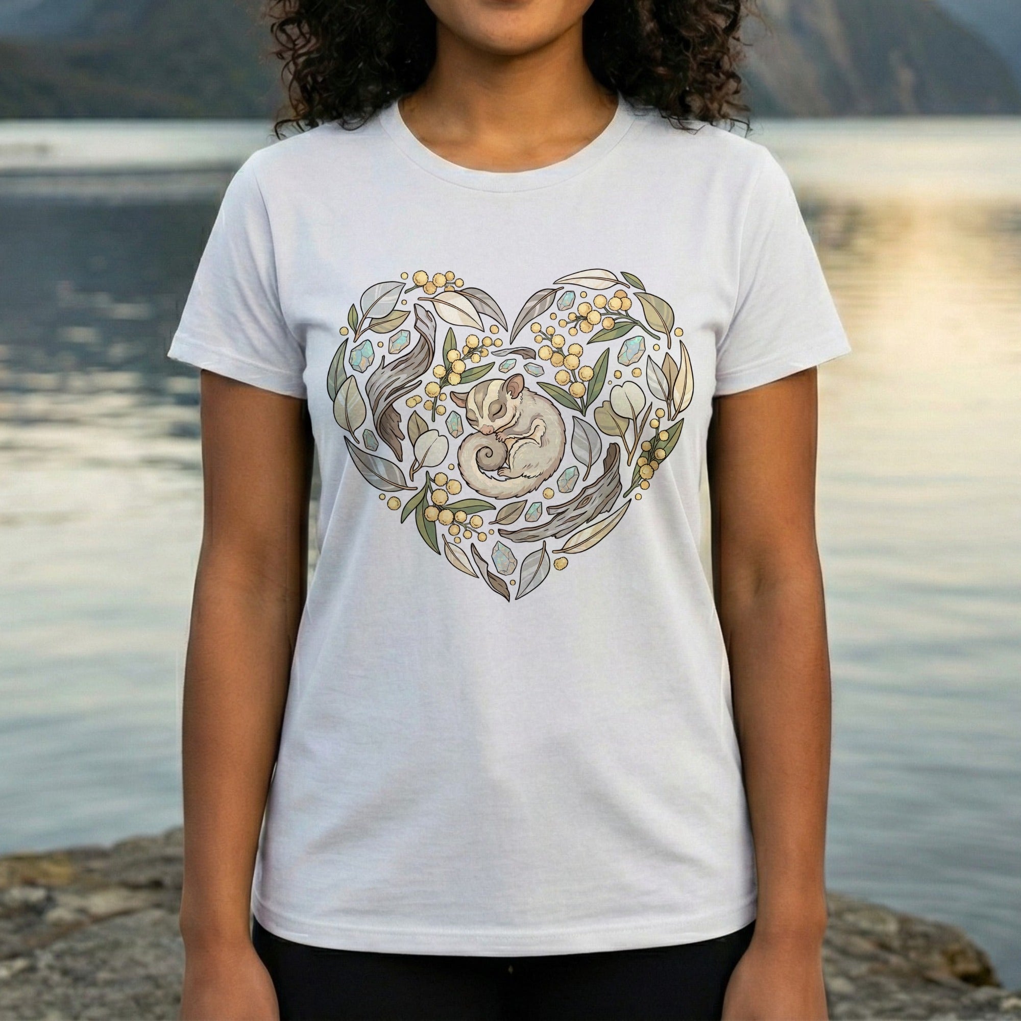 Heart and Foliage Design Featuring Sleeping Fox Shirt