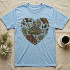 Light blue t-shirt with a heart design featuring a tortoise and desert flora.