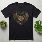 Cute Rabbit Forest Heart Artwork Black T-Shirt