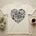 Cream t-shirt with a heart-shaped Schnauzer and floral design.