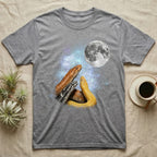 Kenyan Sand Boa Moon Howl T-Shirt in Sport Grey — Three Kenyan Sand Boa colour morphs howling at a full moon over a nebula on a dark grey t-shirt.