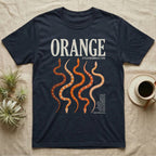 Corn Snake Morphs Orange Personality T-Shirt in Navy — Photo collage of seven orange corn snake morphs beneath a large serif headline and a dictionary block.