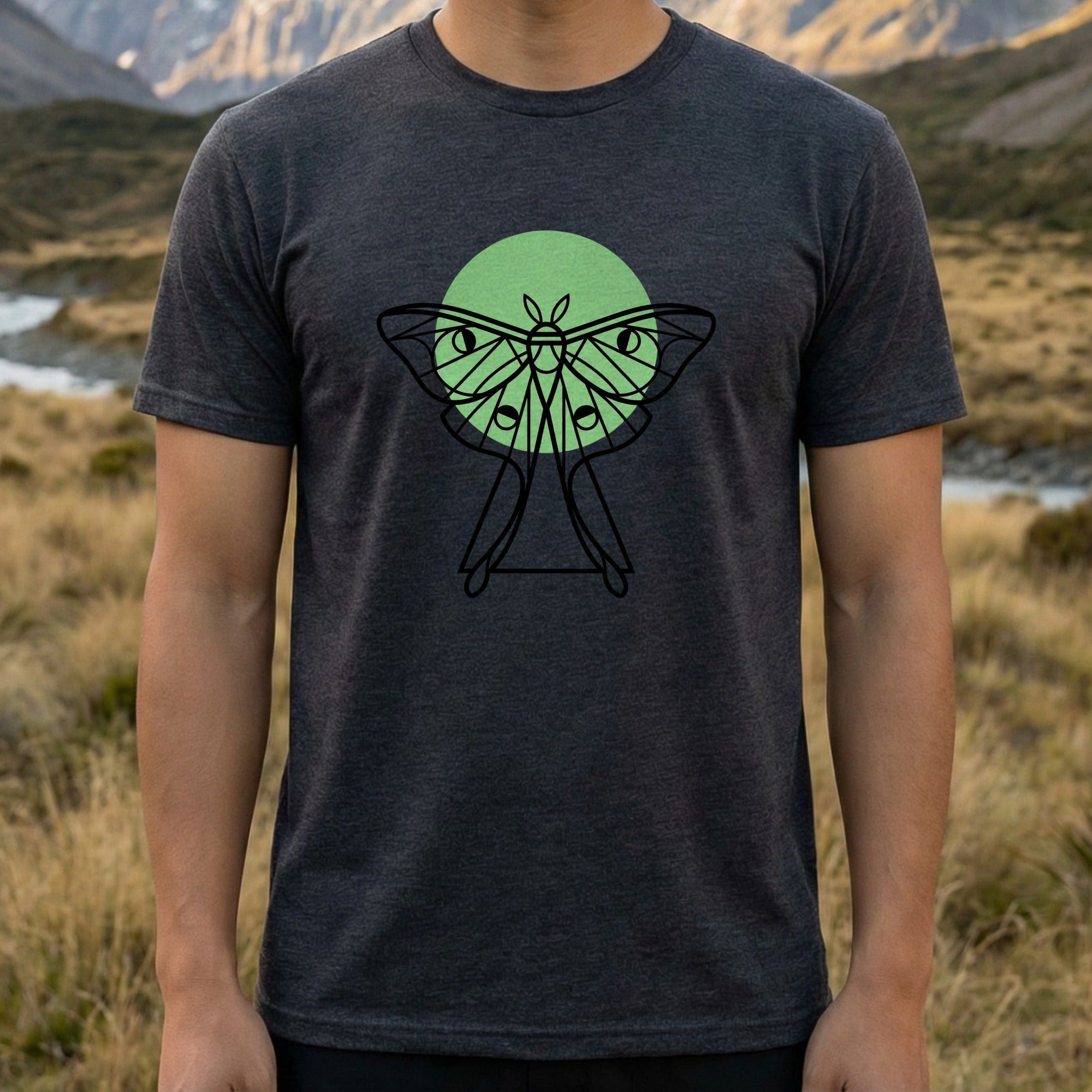 Geometric Moth Design Graphic Tee for Stylish Look