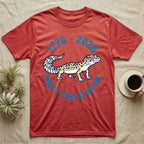 Leopard Gecko 1776 T-Shirt in Heather Red — Two-colour vector leopard gecko in profile ringed by arched text reading 1776 to 2026 and Don't Tread On Me.
