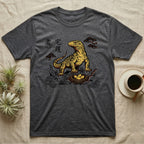 Dark grey t-shirt with Komodo dragon and eggs graphic, featuring East Asian-style clouds and text.