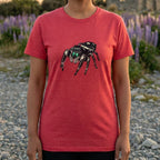 Red T-Shirt With Green-Eyed Spider Design