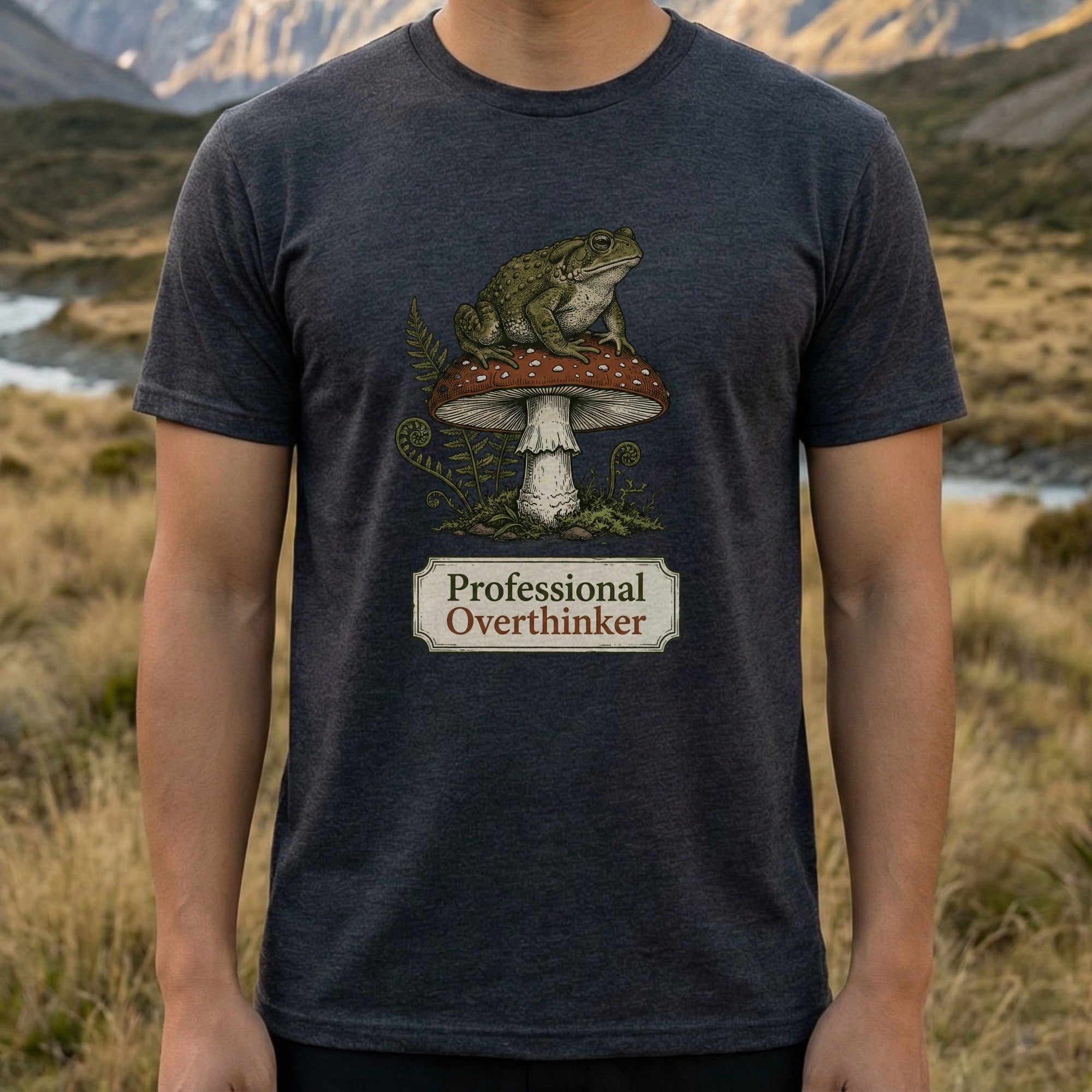 Professional Overthinker Toad on Mushroom Design Shirt