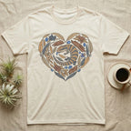 T-shirt with a heart-shaped lizard and floral design.