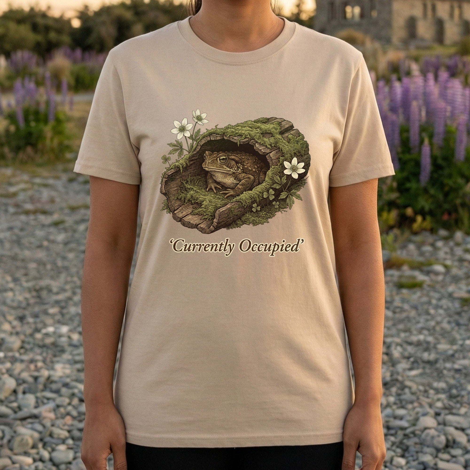 Currently Occupied Frog Log Nature T-shirt