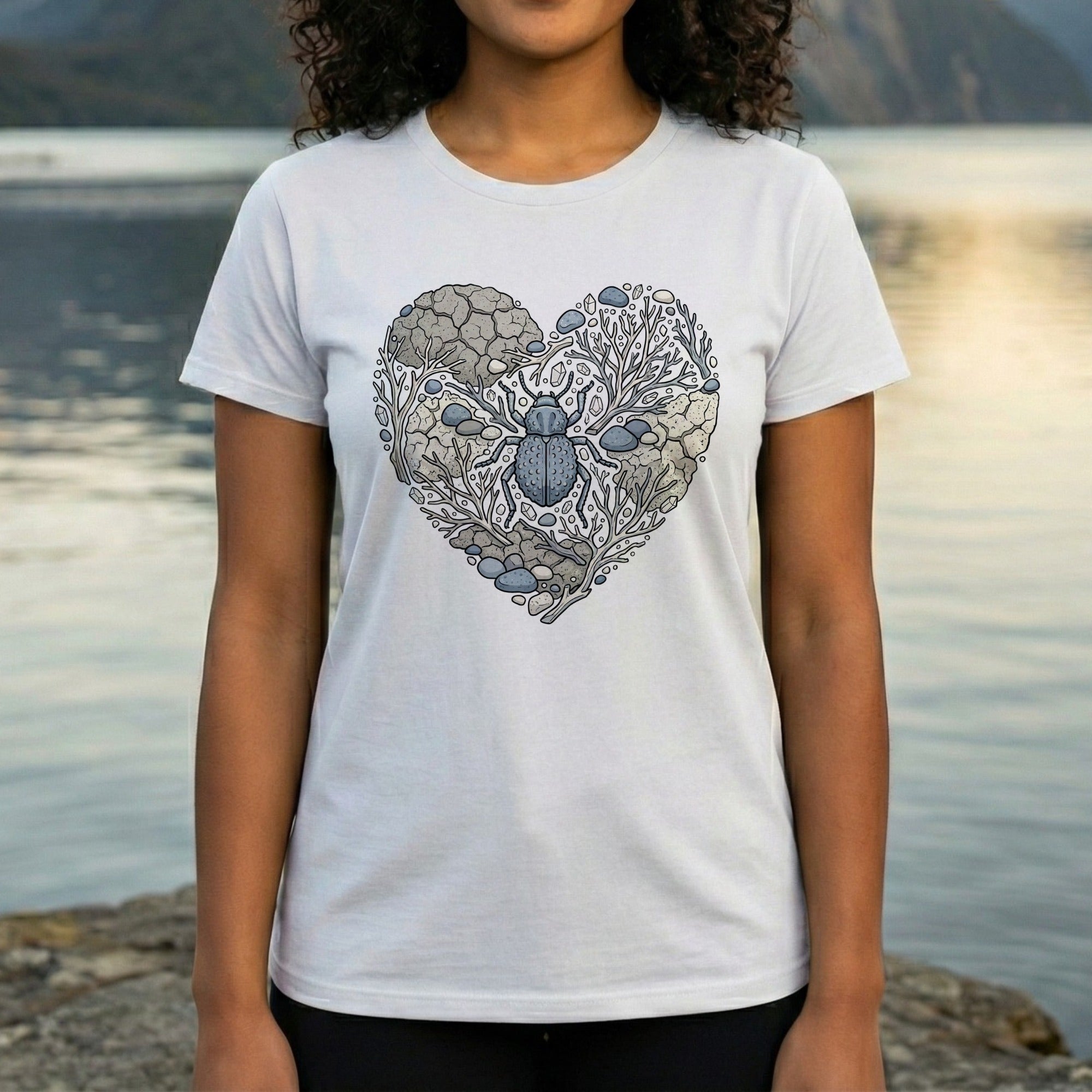 Artistic Heart Shaped Floral Design T-Shirt Product