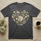 Dark gray t-shirt with sugar glider in floral heart design.